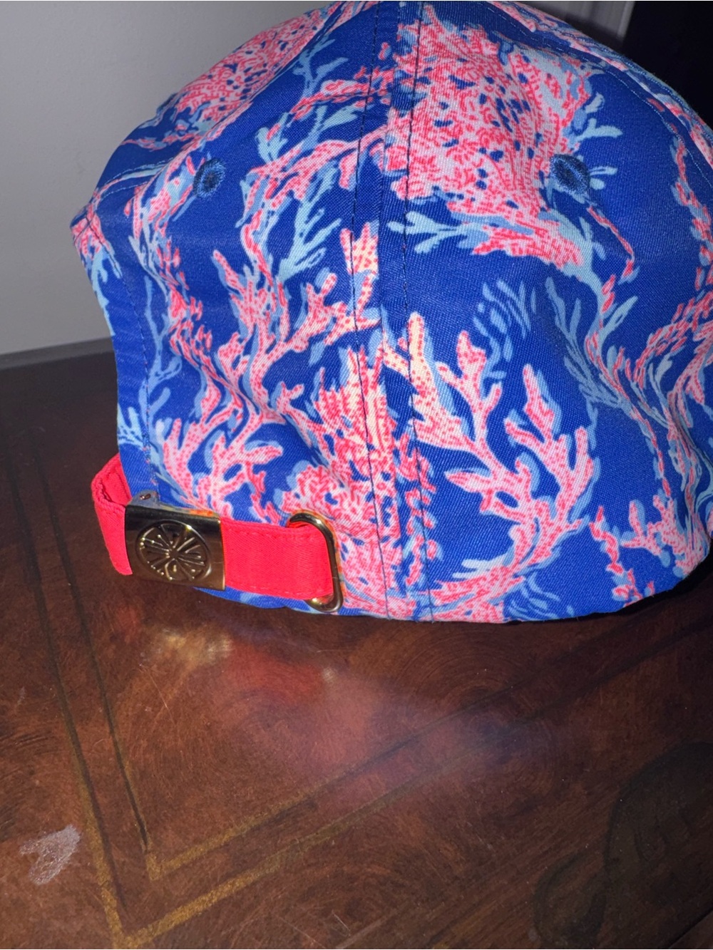 New Lilly Pulitzer Run Around Borealis Blue Coral Swim On Over Baseball Cap - Picture 3 of 7